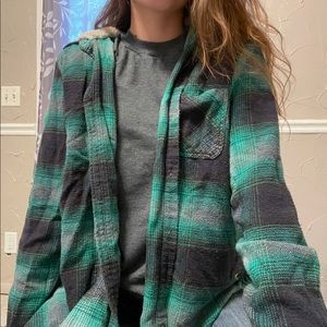 Boyfriend hooded flannel jacket